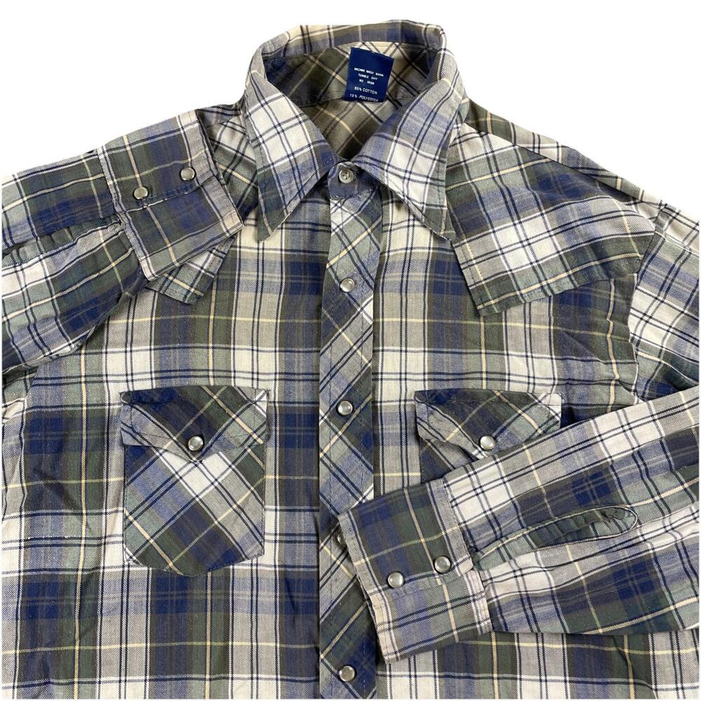 Vintage Sears The Jean Joint Western Long Sleeve Pearl Snap Men's XL 17- 17.5